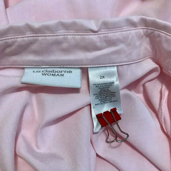 Liz Claiborne Pink Button Down Blouse Women 2X - Picture 11 of 12
